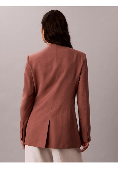 Calvin Klein Lınen Blazer, 41j, 4 Kadın Kiremit Blazer Kahverengi