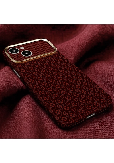 Apple iPhone Uyumlu 15 Kılıf Magsafe Şarj Özellikli Premium Retro Çiçek Desenli Kamera Ve Lens Korumali Velix Sert Pc Kapak Bordo