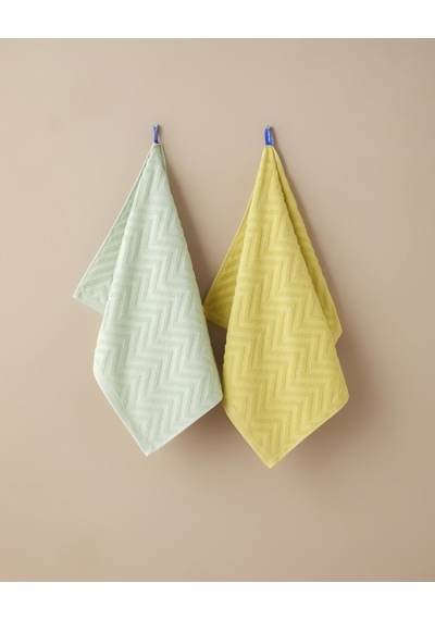 English Home Zigzag Pamuk Yüz Havlusu 50x70 Cm Limon Yeşili