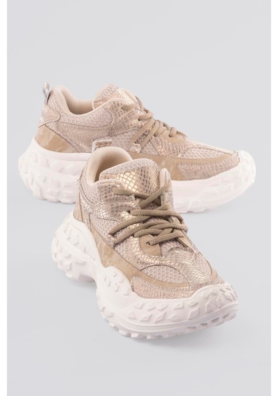 Mubiano Kadın Sneaker Kalın Taban Gold Yılan Baskı Detaylı Bağcıklı Spor Ayakkabı Stellix Bej Bej Mubiano Kadın Sneaker Kalın Taban Gold Yılan Baskı Detaylı Bağcıklı Spor Ayakkabı Stellix Bej Bej