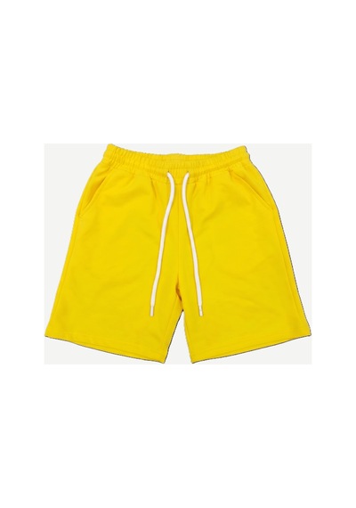 Machi Makiteks Gri Sarı İkili Rahat Kesim Beli Lastikli Cepli Penye Şort Günlük Basic Rejenere Sweat Bermuda Gri - Sarı