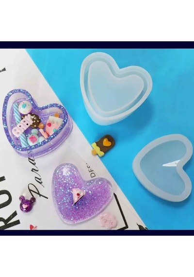 Epoksi Silikon Kalıp Mücevher Saklama Kutusu Kalp Modeli 8X9 Cm
