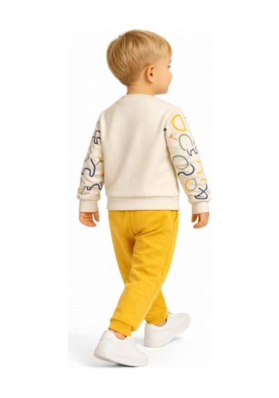 Baglan Erkek Çocuk Önü Baskılı Sweatshirt Ve Eşofman Alt Takım Bgl-st05254 Sarı