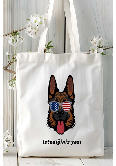 Art Hediye German Shepherd Köpek Baskılı Omuz Çanta Kişiye Özel Model 14 Çok Renkli