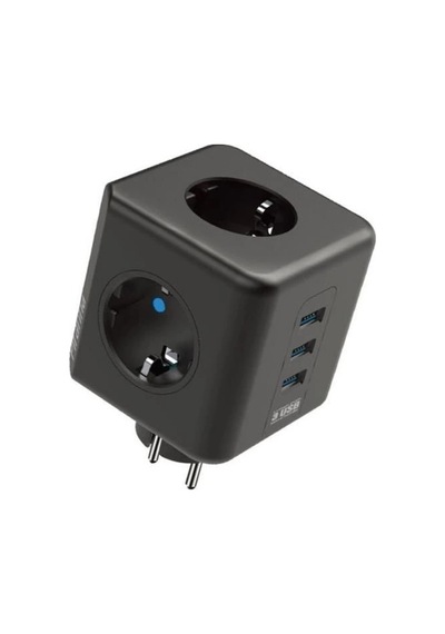 Isıya Dayanıklı Termal Akım Korumalı Ve Çocuk Korumalı 3 Priz Girişli 3 Usb Girişli Küp Priz 1033 M