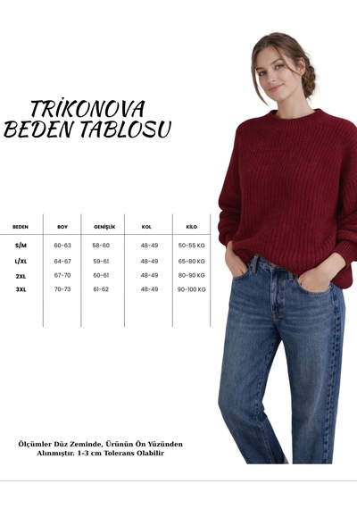 Trikonova Oversize Triko Kazak Bordo