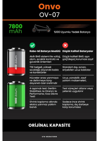 Onvo Ov-07 / 36v 7800mAh Elektrikli Scooter Bataryası