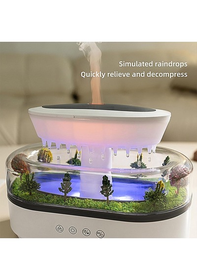 Su Damlacıklı Yağmur Hava Nemlendirici Difüzör Rgb, Su Buharlı 250 Ml Orman Tasarımlı Nemlendirici
