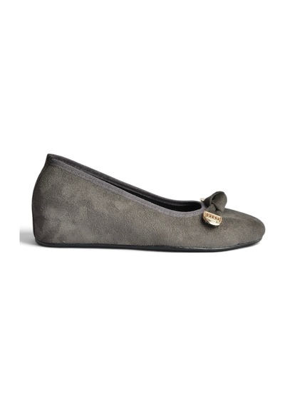 Fox Shoes Y250750702 Gri Süet Alçak Dolgu Tabanlı Kadın Ayakkabı