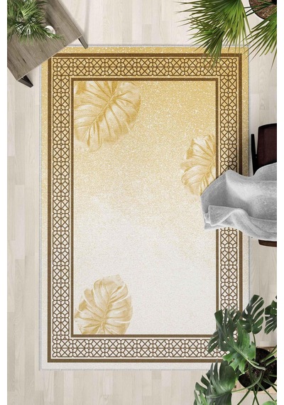 Kaymaz Taban Yıkanabilir Halı Mutfak, Salon, Yatak Odası İçin Modern Dijital Baskı Halı Slnhalı87 - 363 Çok Renkli