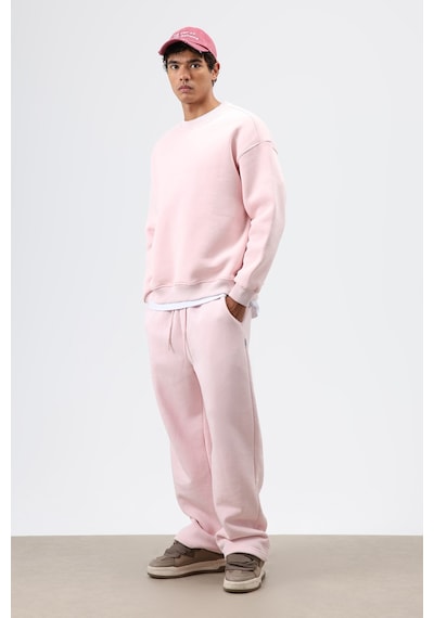 Vamos Basic Oversize Yıkamalı Sweatshirt Pembe