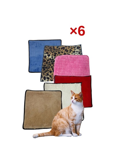 6 Adet Yumuşak Dokulu Peluş Kedi Halısı 40x40 Cm Kulübe İçi Pofuduk Minder