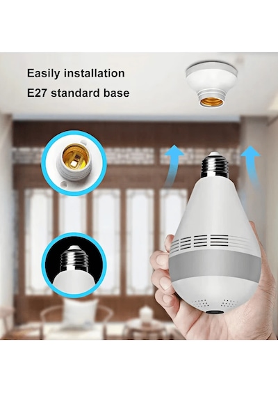 Panoramik 360 Ampul Kamera E27 Duy Girişli Led Wifi Kamera