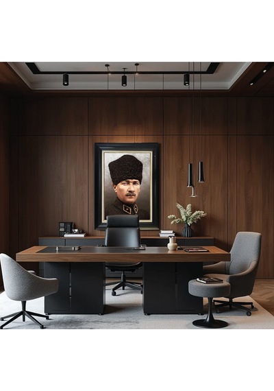 Çerçeveli Deri Atatürk Tablosu 5 Çerçeveli Tablo 87x117 Cm Diğer
