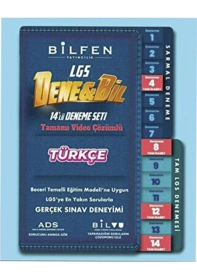 Bilfen 8.sınıf Türkçe Dene&bil 14 Lü Deneme Seti
