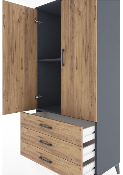Hyperion Dolap 2 Raflı 3 Çekmeceli 2 Kapaklı 88x44x182 Antras... Antrasit Hyperion Dolap 2 Raflı 3 Çekmeceli 2 Kapaklı 88x44x182 Antras... Antrasit