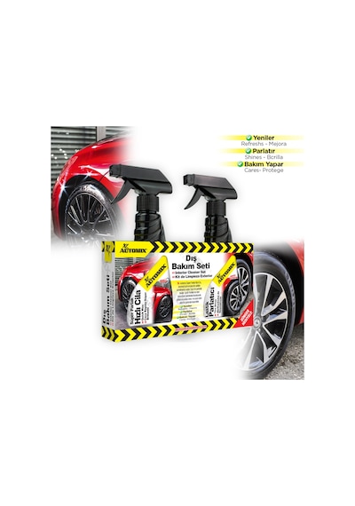 Automix Araç Dış Bakım Seti - Hızlı Cila Ve Lastik Parlatıcı Sprey 300 Ml + 300 Ml 2'li Paket