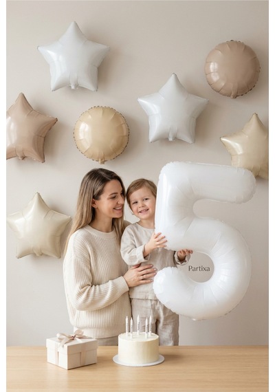 Beyaz 32 İnç Rakam 5 Folyo Balon 5 Yaş Doğum Günü Konsepti Sayı Balonu Helyum Uyumlu Parti Dekorasyon Süsleme Çok Renkli