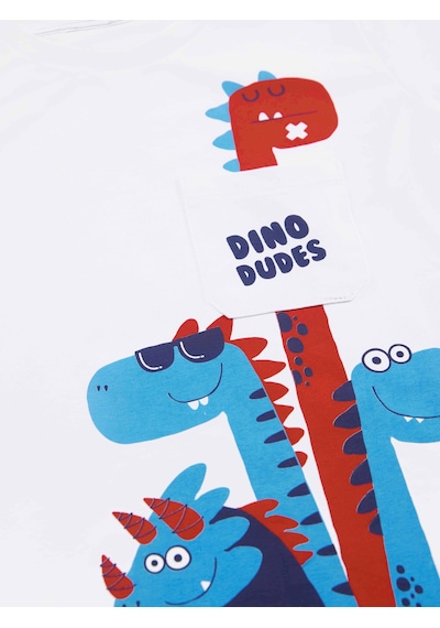 Denokids Dino Dudes Erkek Çocuk T-shirt Kapri Şort Takım