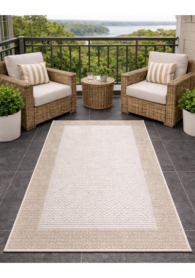 Mess Modern Dekoratif Yumuşak Dokulu Sisal Halı 3945 Krem Vizon Çok Renkli