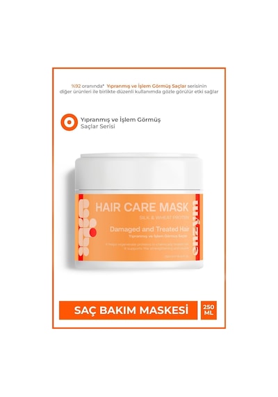 Enzym Cosmetics Kuru Yıpranmış ve İşlem Görmüş Saçlar için Bakım Maskesi 250 ML