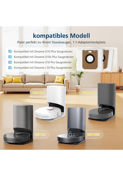 Dreame D10 Plus / D10s / Z10 Pro / L10 Robot Süpürge İçin 10 Adet Elektrikli Süpürge Torbası, D Kahverengi