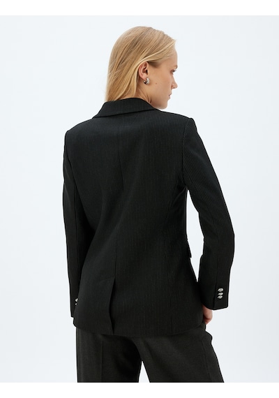 Koton Kruvaze Blazer Ceket Kapaklı Cep Detaylı Regular Fit Siyah Çizgili 5wak50102uw Siyah Koton Kruvaze Blazer Ceket Kapaklı Cep Detaylı Regular Fit Siyah Çizgili 5wak50102uw Siyah