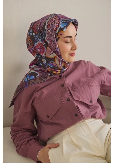Silk Home Tivil Saf İpek 11504 - 02 Kamuflaj Yeşili Etnik Desen