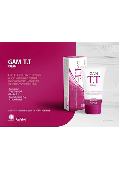 Gam Tt Yağlı ve Problemli Ciltler İçin Nemlendirici Akne ve Sivilce Kremi 50 ML