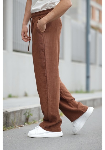 Madmext Kahverengi %100 Pamuklu Rahat Kesim Erkek Pantolon E6562