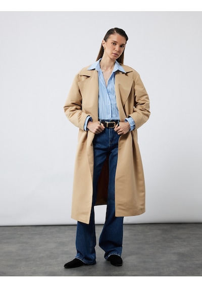 Koton Uzun Kollu Cep Detaylı Kruvaze Yaka Oversize Kemerli Uzun Trençkot Bej 6wak00309ew Ekru Koton Uzun Kollu Cep Detaylı Kruvaze Yaka Oversize Kemerli Uzun Trençkot Bej 6wak00309ew Ekru