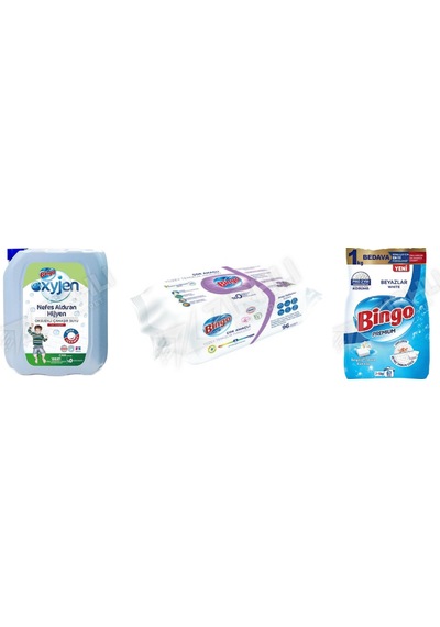Bingo Çamaşır Suyu 4 Lt + Yüzey Tem.havlusu 96'lı + Beyazlar İçin Toz 8 Kg 3'lü Set Diğer