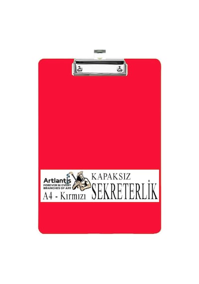 Sekreterlik Kapaksız A4 1 Adet Renkli A4 Kapaksız Sekreterlik Klipsli Metal Mekanizmalı 80 Yaprak Kapasiteli Kırmızı