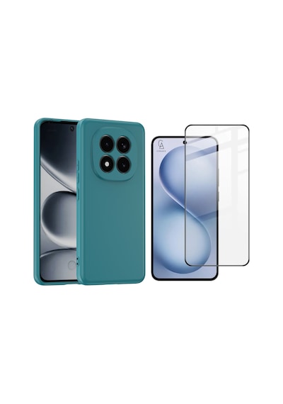 Xiaomi Redmi Note 15 Pro 5g Uyumlu Içi Kadife Lansman Kılıf Ve 5d Tam Kaplayan Cam Ekran Koruyucu Koyu Yeşil