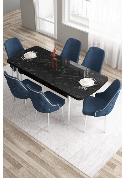 Canisa Tia Serisi 80x132 Açılabilir Mdf Beyaz Gold Detay Masa Takımı Ve 6 Antrasit Sandalye Masa Beyaz Sandalye Antrasit Canisa Tia Serisi 80x132 Açılabilir Mdf Beyaz Gold Detay Masa Takımı Ve 6 Antrasit Sandalye Masa Beyaz Sandalye Antrasit