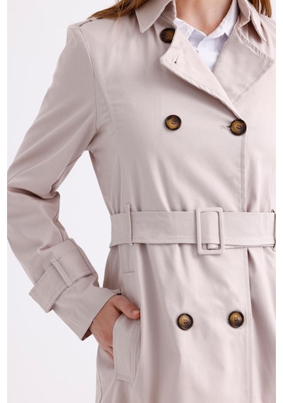 Pastelastore Esnek Pamuk Gabardin Kısa 80cm Omuz Apoletli Kemerli Kadın Trençkot 1120 Taş Rengi Taş Pastelastore Esnek Pamuk Gabardin Kısa 80cm Omuz Apoletli Kemerli Kadın Trençkot 1120 Taş Rengi Taş