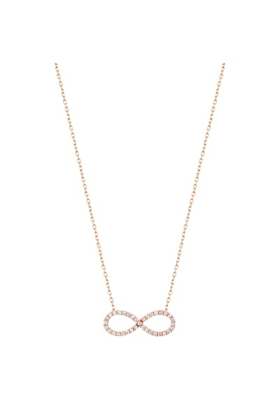 Full Taşlı Sonsuzluk Gümüş Kolyesi Rose Gold