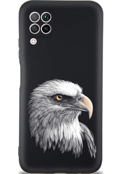 Huawei P40 Lite İle Uyumlu Kartal 0214c Tasarımlı Siyah Lansman Kılıf Çok Renkli