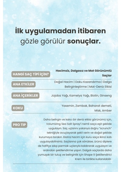Matsu Volumizing Hacim Veren Doğal Dalga Deniz Tuzlu Spreyi 200 ml