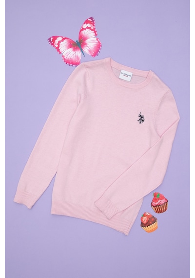 U.S. Polo Assn. Kız Çocuk Pembe Bisiklet Yaka Basic Kazak 50293586-VR041 U.S. Polo Assn. Kız Çocuk Pembe Bisiklet Yaka Basic Kazak 50293586-VR041