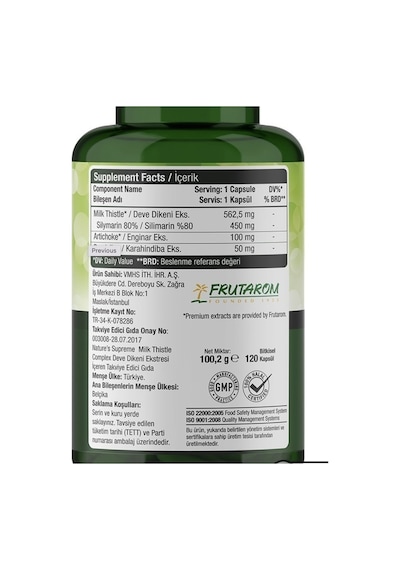 Nature's Supreme Milk Thistle Complex 120 Kapsül