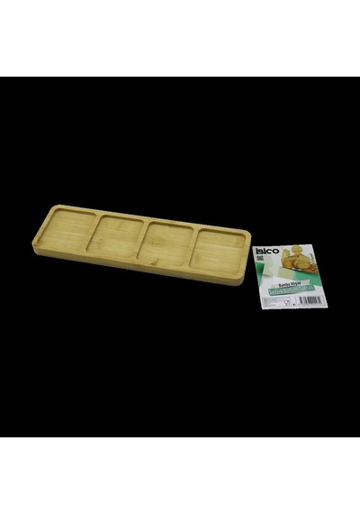Hubrendy Tedarik 4 Bölmeli Dikdörtgen Bambu Servis Tepsisi 32.8x10x1.4 Cm 1456034