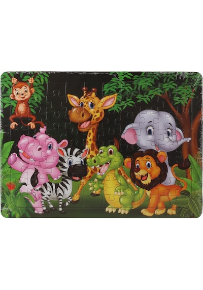 36 Parça Çocuk Puzzle + Boyama Neşeli Hayvanlar