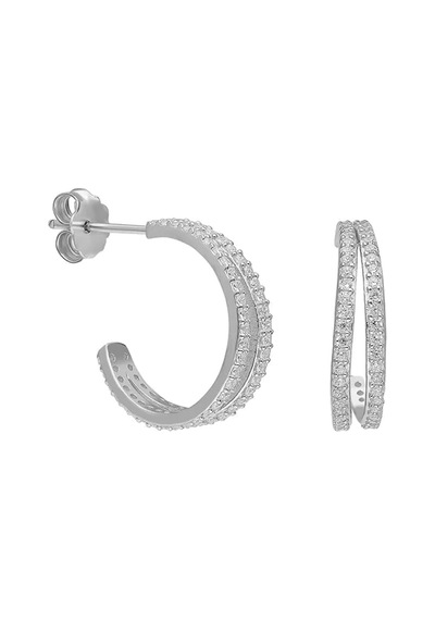 Çift Halka Küpe 717080 Rose Gümüş
