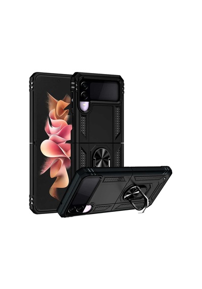 Rba Aksesuar Galaxy Uyumlu Z Flip 3 Kılıf Rba Vega Kapak - Siyah Siyah