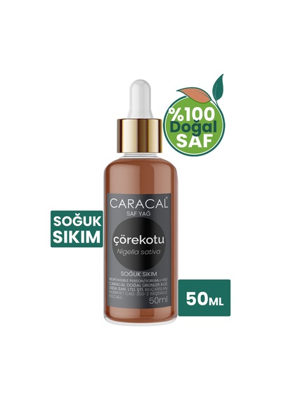 Caracal Çörek Otu Yağı Soğuk Sıkım 50ml %100 Saf Çörek Otu Yağ Doğal Katkısız Nigella Sativa Black Cumin Oil 50 ML