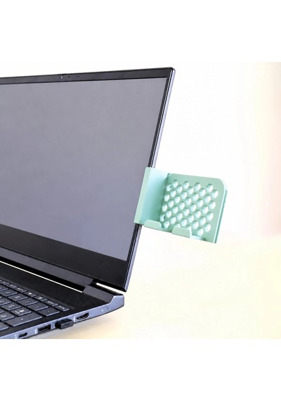 3d Baskı Monitor Telefon Tutucu - Petek Desenli Laptop Kenar Telefon Tutucu-mint Çok Renkli