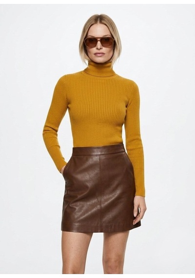 Onno Style Women Fitilli Balıkcı Yaka Basic Kazak Turuncu