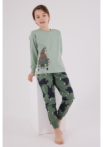 Rolypoly Erkek Çocuk Yeşil Pijama Takımı Rp3658-c-v2