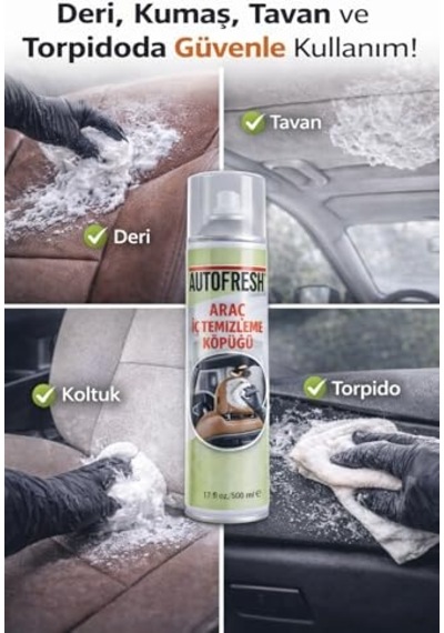 Autofresh Araç İç Temizleme Köpüğü 500 Ml Oto Koltuk, Tavan, Torpido, Kumaş Ve Deri İçin Profesyonel Temiz